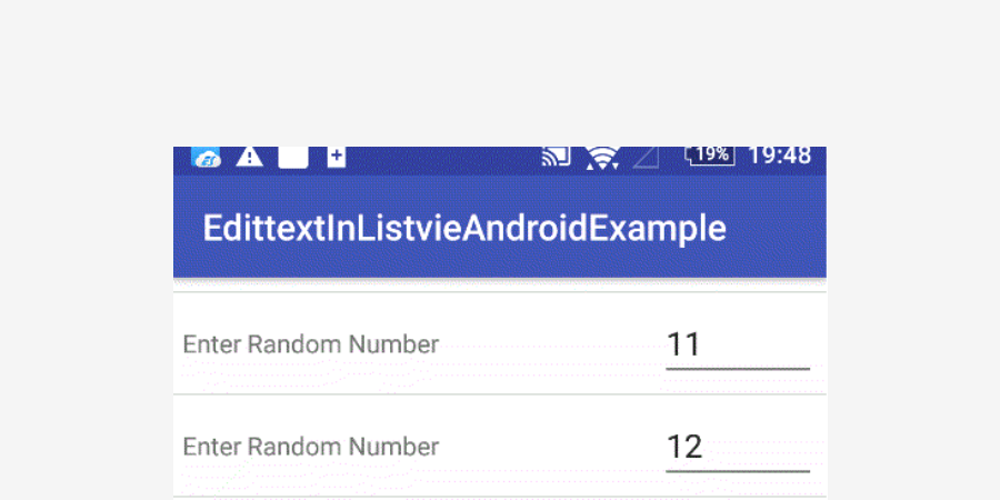 text field in listview